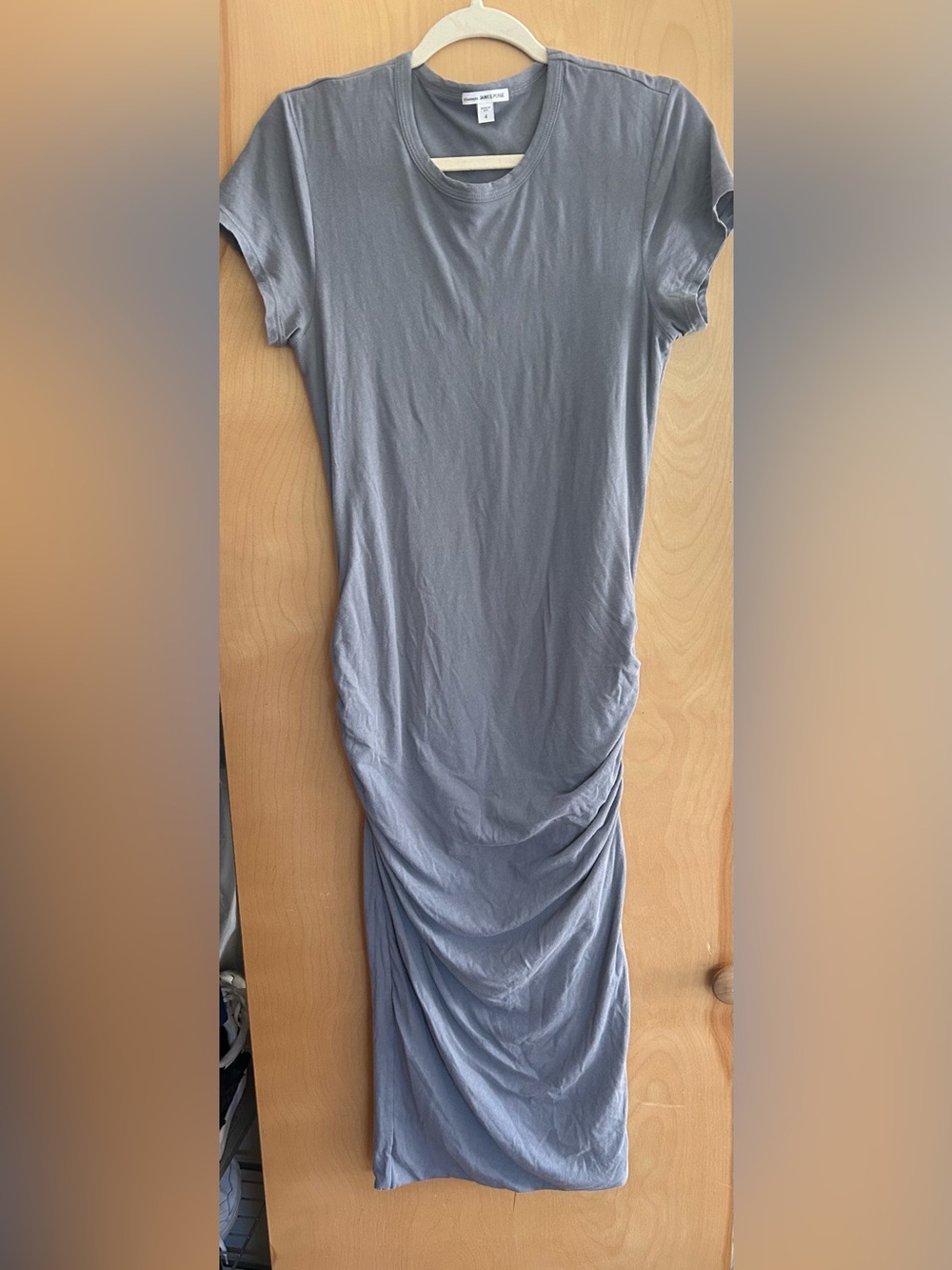 James Perse Gray Short-Sleeve Ruched Maxi Dress